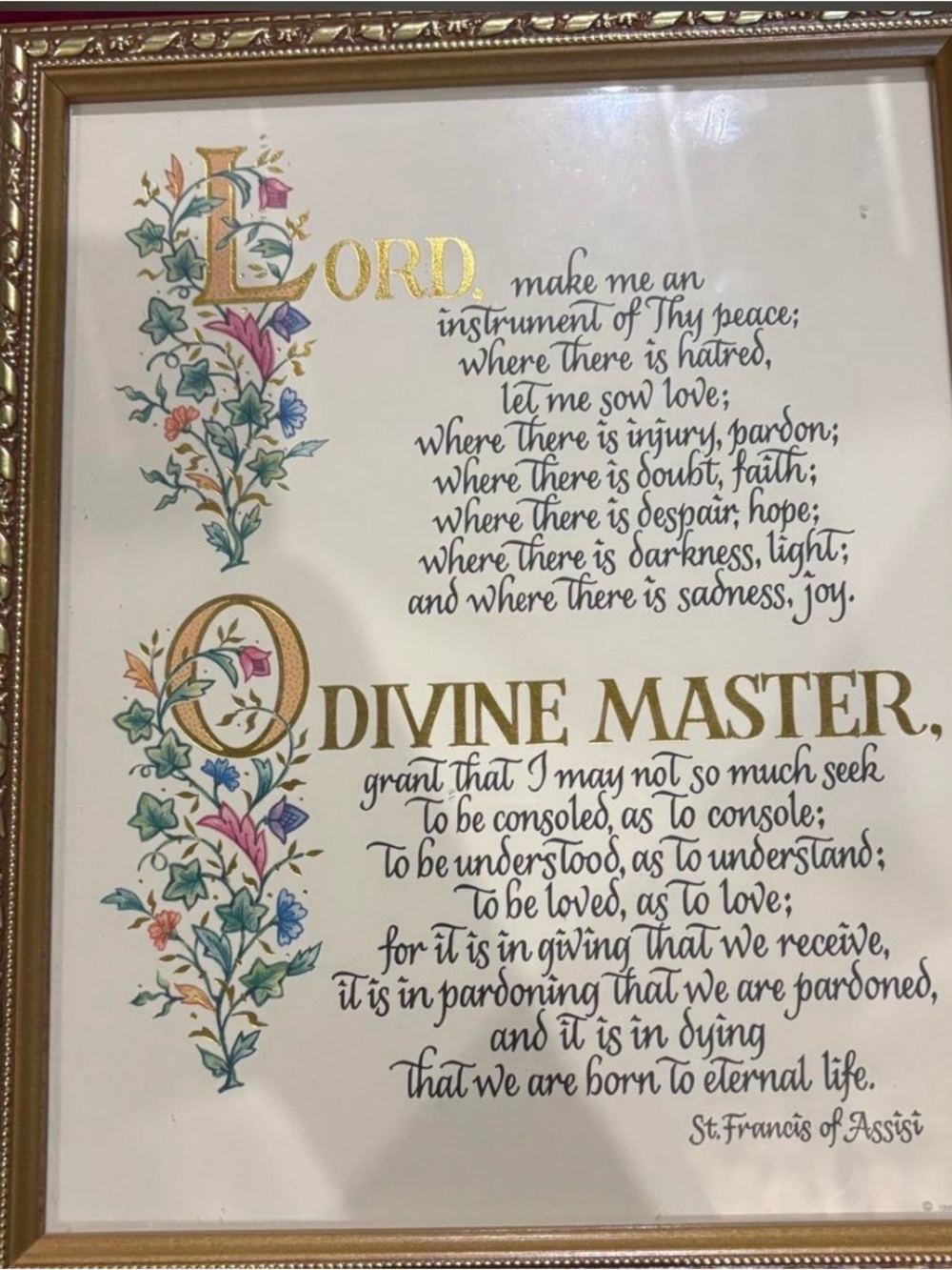 Oddity Framed 'Divine Master' Calligraphy Wall Art with Floral Illumination